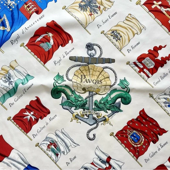 Hermes “Pavois” silk scarf